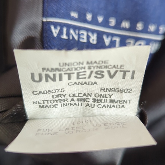 Oscar De La Renta Charcoal Grey w/Blue Pinstripe Virgin Wool Blazer - Picture 12 of 16